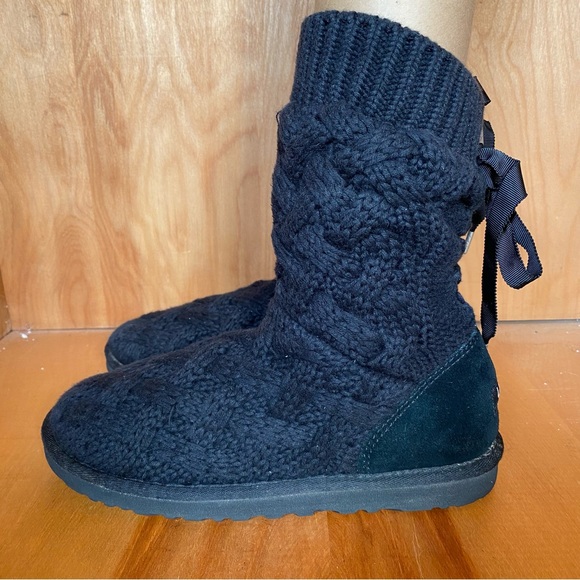 Womens 8 Ugg Isla Knit Boots Black SEF1091 - Picture 3 of 7